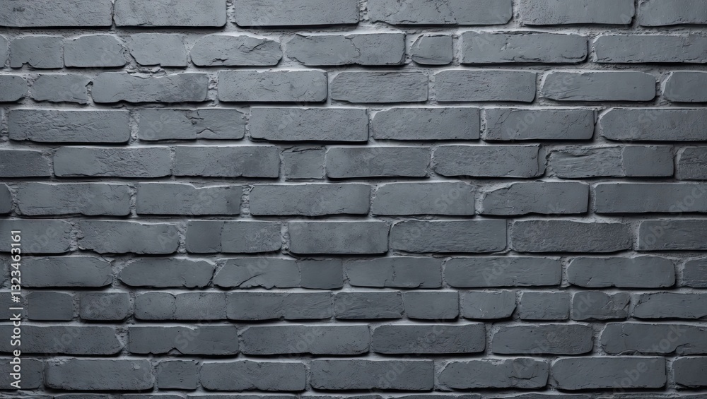 Poster dark grey textured brick wall backdrop with unevenly spaced bricks, showcasing a rustic urban aesthe