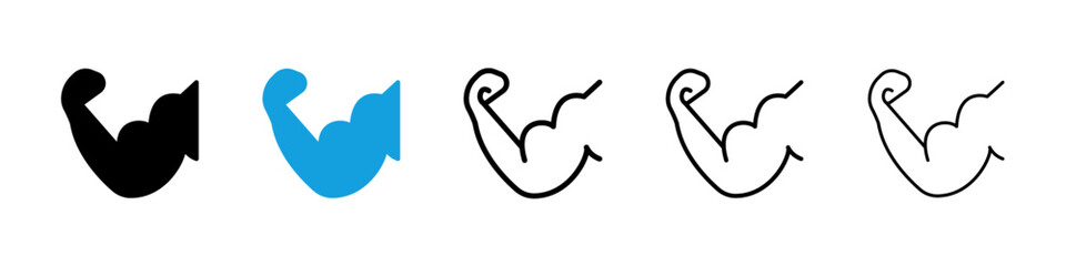 Strong arm icons vector set for web designs