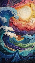 Majestic Ocean Waves at Sunrise: A Textured Masterpiece