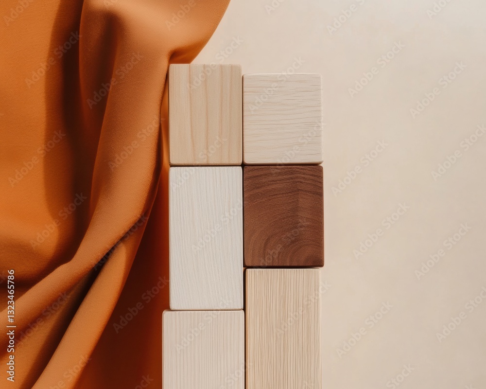 Poster sustainable performance metrics minimalist wooden kpi blocks visualizing eco-conscious business stra
