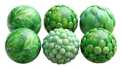 Lush Green Spheres, A Vibrant Collection Of Natures Artistry, Showcasing Diverse Textures And Organic Forms In A Close-up View