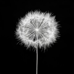 Stunning Black  White Dandelion Seedhead Image