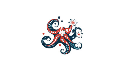 Ornate Starfish with Swirling Tentacles and Floral Accents - Underwater Design Element
