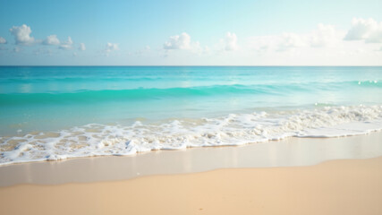 Tranquil beach scene with soft sand and gentle waves