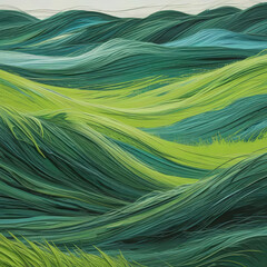 Abstract Green Rolling Hills – Surreal Fluid Landscape with Organic Motion and Depth