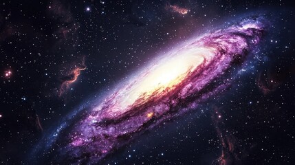 Fototapeta premium Majestic Spiral Galaxy with Colorful Nebula in Deep Space