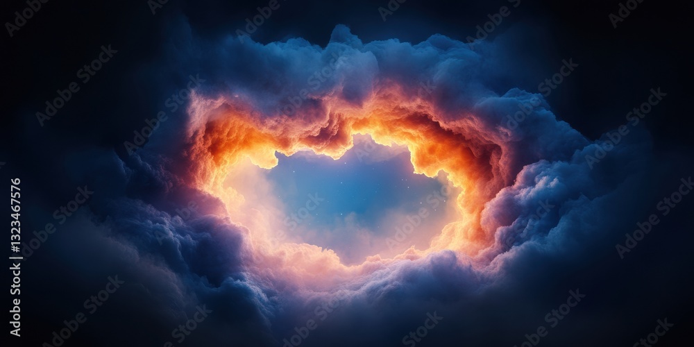Poster Quantum Cosmology Visualization Ethereal Nebula Portal Revealing Celestial Dynamics - Next-Gen Scientific Exploration and Immersive Digital Astronomy Experience