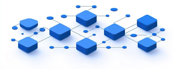 a data flow diagram, analytical system, clean flat illustration, blue gradient, isolated on white background