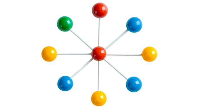 Colorful Molecular Model Science Chemistry Education on transparent background