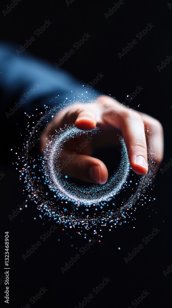 Aufkleber Immersive AR Interface Next-Gen Digital Interaction with Holographic Particle Swirl - Futuristic Tech Innovation for Interactive User Experience