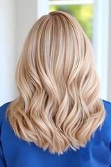 Naklejka premium Blond highlights on long, wavy hair