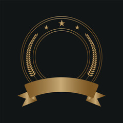 Gold wreath laurel. Set of badge.
