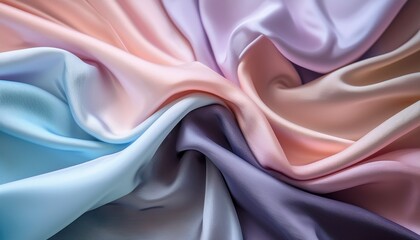 Pastel gradient fabric folds, gentle and elegant drapery texture with soft lighting, creating a calming and sophisticated atmosphere