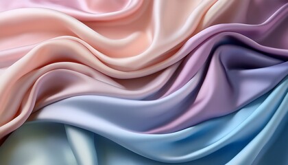 Pastel gradient fabric folds, gentle and elegant drapery texture with soft lighting, creating a calming and sophisticated atmosphere