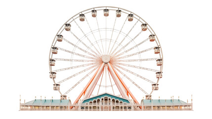 Attractive Ferris Wheel at Amusement Park Night on transparent background.