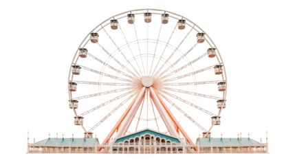 Attractive Ferris Wheel at Amusement Park Night on transparent background.