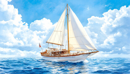 Fototapeta premium Classic sailboat sailing on a sunny day