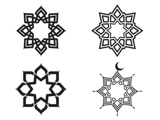 islamic Star silhouette vector arabic geometric design various elements.