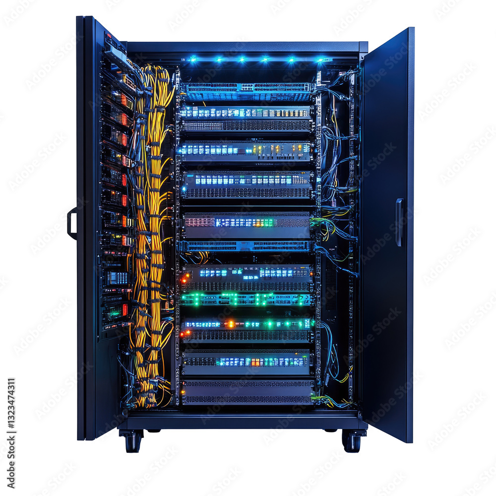 Wall mural computer network server on transparent background