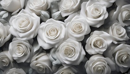 Monochrome white roses covering the entire background, creating a clean and contemporary floral design. Perfect for modern, elegant, and minimalist projects