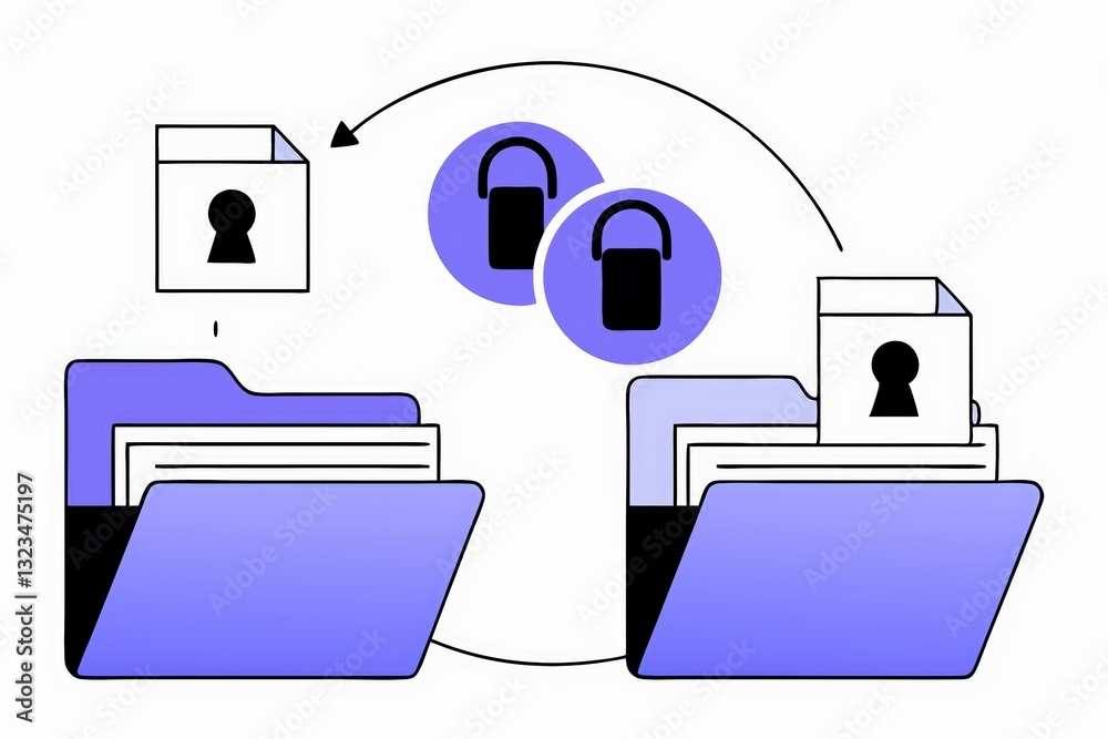 Poster the image illustrates a data transfer process between secure folders, emphasizing security and confi