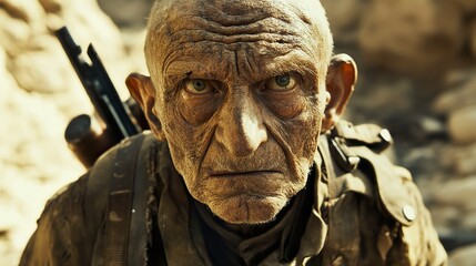 Fototapeta premium Weathered Veteran: A Portrait of Resilience