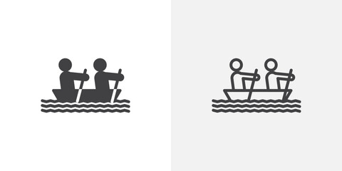 Boat race icons in filled and outline versions for ui designs