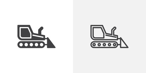 Bulldozer icons in filled and outline versions for ui designs © Abstractor