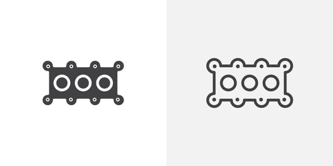 Car gasket icons in filled and outline versions for ui designs