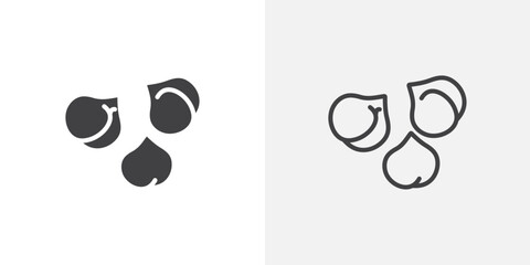 Chickpeas hummus icons in filled and outline versions for ui designs
