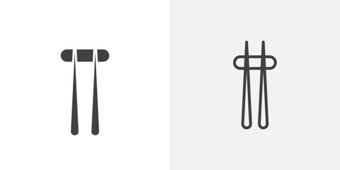 Chopsticks icons in filled and outline versions for ui designs
