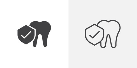 Dental insurance icons in filled and outline versions for ui designs