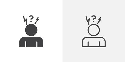 Depression icons in filled and outline versions for ui designs