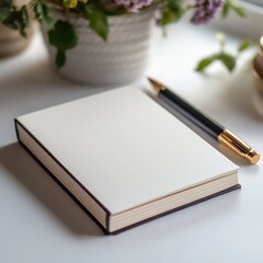 Blank Notebook Pen Stationery Mockup