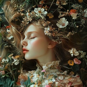 Flower Crown Beauty: A Dreamy Portrait in Nature