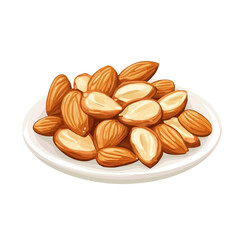 Simple flat 2D icon almond brittle on plate isolated on transparent background, vector, vector, flat design, animation design, simple flat 2D icon, clipart