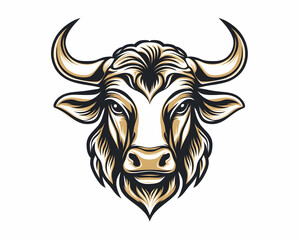Bull head emblem, bold line art style