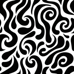 Abstract, black and white geometric, seamless collage pattern