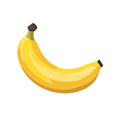 Very Simple flat 2D icon yellow banana isolated on transparent background, vector, vector, flat design, animation design, simple flat 2D icon, clipart