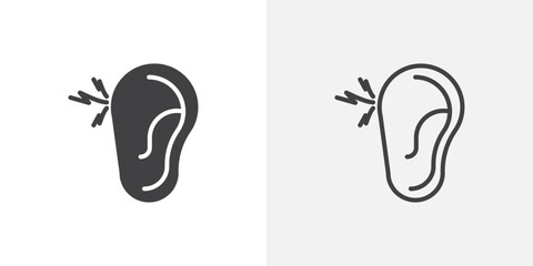 Otitis icons in filled and outline versions for ui designs