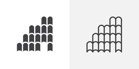 Roof tile icons in filled and outline versions for ui designs