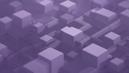 Obraz premium Isometric 3D cubes with soft shadows, set against a subtle abstract tech background, conveying a modern, minimalistic, and futuristic feel.
