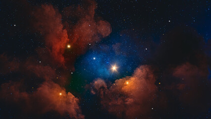 Stunning cosmic nebula illuminated by countless bright stars