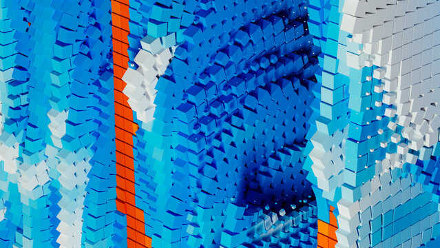 Dynamic abstract design featuring colorful 3D cube shapes