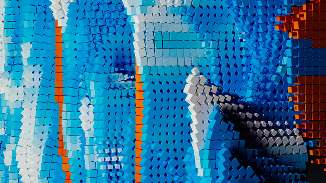 Dynamic abstract design featuring colorful 3D cube shapes