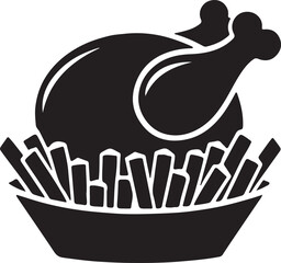 Fried Chicken silhouette vector art illustration. Fried Chicken vector icon.