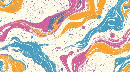 Fototapeta premium Vibrant Abstract Marble Pattern with Swirls of Blue, Pink, and Orange