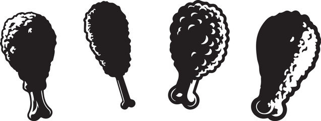 Fried Chicken silhouette vector art illustration. Fried Chicken vector icon.
