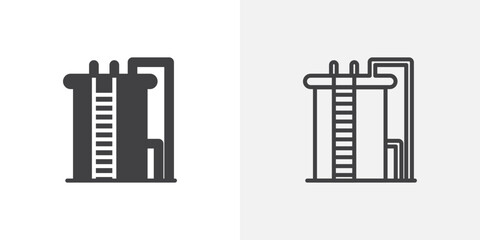 Water tank icons in filled and outline versions for ui designs