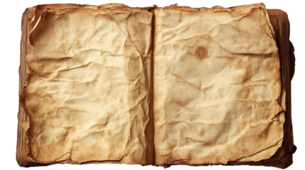 Antique open book with blank aged pages, grunge texture, vintage paper, ready for text or image